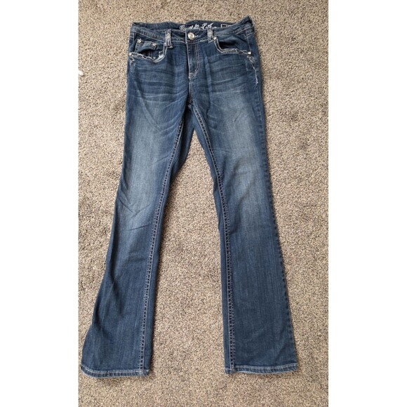 Grace In LA Jeans Womens 11 Blue Medium Wash Rhinestone Bling Boot Cut Western - Picture 11 of 14